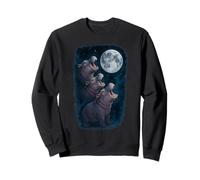 3 Three Baby Hippos Howling At The Moon Sweatshirt
