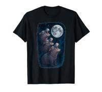 3 Three Baby Hippos Howling at The Moon T-Shirt