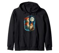 3 Three Gnomes Howling At The Moon Zip Hoodie