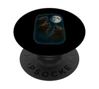 3 Three Grizzly Bear Howling At The Moon PopSockets Adhesive PopGrip
