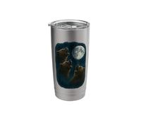 3 Three Grizzly Bear Howling At The Moon Stainless Steel Insulated Tumbler