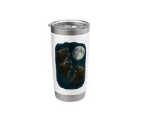 3 Three Grizzly Bear Howling At The Moon Stainless Steel Insulated Tumbler