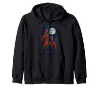 3 Three Lobster Howling At The Moon Zip Hoodie