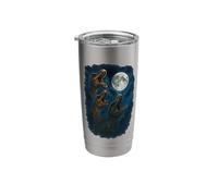 3 Three Prehistoric Dinosaurs Howling at The Moon Stainless Steel Insulated Tumbler
