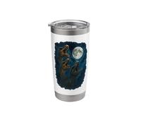 3 Three Prehistoric Dinosaurs Howling at The Moon Stainless Steel Insulated Tumbler