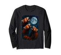 3 Three Red Pandas Howling At The Moon Long Sleeve T-Shirt