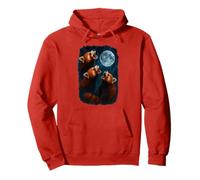 3 Three Red Pandas Howling At The Moon Pullover Hoodie