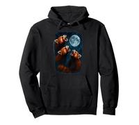 3 Three Red Pandas Howling At The Moon Pullover Hoodie