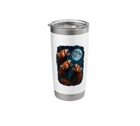 3 Three Red Pandas Howling at The Moon Stainless Steel Insulated Tumbler