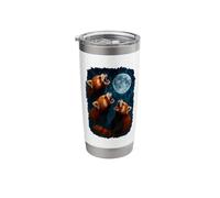 3 Three Red Pandas Howling At The Moon Stainless Steel Insulated Tumbler