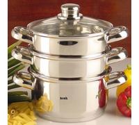 Buckingham Three-Tier Stainless Steel Steamer Set with Glass Lid Premium Quality Steamer for Healthy Cooking 20 cm Cookware