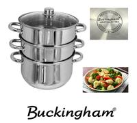3 Three Tier Steamer Set Stainless Steel Casserole Stock Pot Pan Induction Base