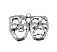 3 Tibetan Silver Comedy & Tragedy Charms 31mm x 24mm Beads Theatre Actor Entertainer Equity Comedian Jewellery Making Blank Keychains