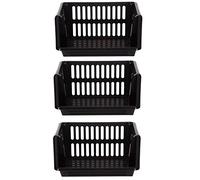 3 TIER 18CM WHITEFURZE VEGETABLE FRUIT STORAGE KITCHEN STACKING STACKABLE BASKET RACK (Black)