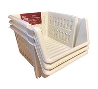 3 TIER 18CM WHITEFURZE VEGETABLE FRUIT STORAGE KITCHEN STACKING STACKABLE BASKET RACK (Cream)