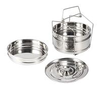 3 Tier 3PCS Stainless Steel Pan Set, Stackable Cooker Pot Set with Lid Cook Food Pressure Pot Accessories