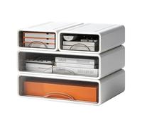 3 Tier 4 Drawers Stackable Desk Storage Box, Plastic Storage Drawers, Large Capacity Desk Organiser Drawers, Makeup Desk Drawer Organiser for Home Collection, Makeup, Office Supplies, 34 x 25 x 25.5cm