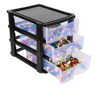 3 Tier A4 Size Drawer Storage Units. Plastic Box Shape Storage Tower with Clear Drawer. (Black)