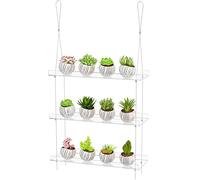 3-Tier Acrylic Hanging Plant Shelves - Height Adjustable Clear Acrylic Shelves for Windows - Perfect for Indoor Gardens, Kitchen Window Displays of Flowers, Succulent Plants, and Seedling Growth