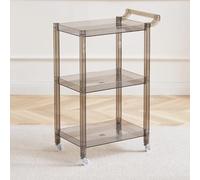 3-Tier Acrylic Rolling Cart with Handle & 4 Wheels Multi-functional Bar Cart for Kitchen Living Room Dining Room & Laundry - 29.13'' H Gray Color