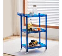 3-Tier Acrylic Rolling Cart with Wheels and Handle, Mobile Storage Rack Organizer for Kitchen, Dining, and Living Room