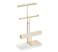 3-Tier Adjustable Jewelry Holder Organizer Stand with 20 Necklace Hooks, 18 Earring Holes and Notches, Bracelet Holder, 6 Ring Rolls, Jewelry Tray for Girls, Women