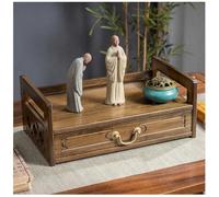3-Tier Altar Table with Drawer Puja Table Natural Bamboo Shrine Table for Spiritual Meditation Table Oriental Style Prayer Table Cabinet Storage for Living Room,Walnut,42 * 16.5cm/16.5 * 6.5in