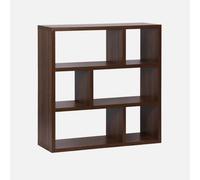 3-Tier Asymmetrical Bookshelf With 6 Compartments Walnut - Sweeek