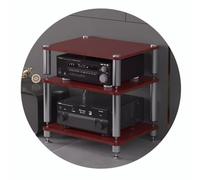 3-Tier Audio Rack Stand with Shock-Absorbing Feet, Sturdy MDF & Metal Construction for Turntable, Speakers, AV Components, 23.6 x 18.9 x 23.6 Inches