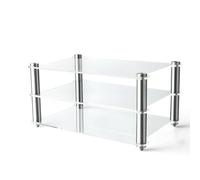 3 Tier Audio Rack Tower Small Stereo Cabinet, Mini Acrylic AV Media Stand Small Desktop Rack, Perfect for DVD Players/Game Console/TV Box(Clear)