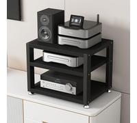 3-Tier AV Media Stand for Audio-Video Components Wooden Corner Shelf Console with Storage for Game Consoles HiFi Stereo CD Player - Black Perfect for Home Office & Living Room