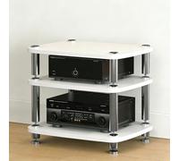 3-Tier AV Media Stand Vibration Damping Speaker Cabinet Entertainment Console Shelf for Home Office & Theater - White Gaming Equipment Storage Solution