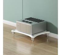 3-Tier AV Media Stand, Wooden Stereo Cabinet Audio Rack Tower, Modern HiFi Audio Rack for CD Player, Corner Shelf Furniture, White Audio Storage Unit, Stylish Media Organizer