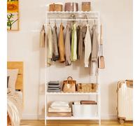 3 Tier Bamboo Clothes Rack Open Wardrobe Garment Stand Shelf