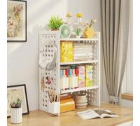 3-Tier Bamboo Desk with Perforated Panel Adjustable Storage Rack for Office or Study Room Stylish White Design Perfect for Home & Office Use (40cm)