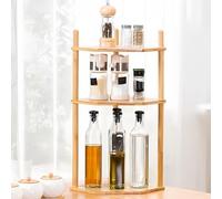 3-Tier Bamboo Kitchen Counter Shelf - Space-Saving Corner nizer for Kitchen Bathroom and Coffee Area - Slish Cabinet Shelf & Se Rack for Optimal Sto Soluts
