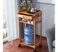 3-Tier Bamboo Serving Cart with Wheels Rolling Bar Cart Kitchen nizer Beverage Trolley Multi-Functional Storage for Living Room & Kitchen Stylish Wooden Design