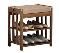 3-Tier Bamboo Shoe Rack with Padded Seat Stylish Entryway for Shoes Space-Saving Storage Solution for Hallway and Bedroom - & Elegant Design