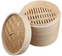 3 Tier Bamboo Steamer Basket Chinese Organic Wooden Steamer with Lid, for Dumplings Vegetables Fish Rice,30cm-18cm