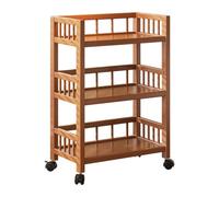 3-Tier Bamboo Storage Cart with Wheels, Mobile Kitchen & Bar Cart, Versatile nizer for Kitchen, Living Room, Bathroom & Bedroom (50x30x82cm, A)