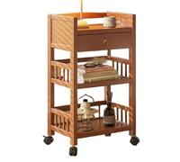 3-Tier Bamboo Storage Cart with Wheels, Mobile Kitchen & Bar Trolley, Versatile Utility Cart for Kitchen, Living Room, Bathroom & Bedroom (50x30x82cm)
