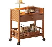 3-Tier Bamboo Storage Cart with Wheels, Mobile Kitchen Trolley & Bar Cart for Kitchen, Living Room, Bathroom, Bedroom (50x30x50cm) - Versatile & Stylish nizer