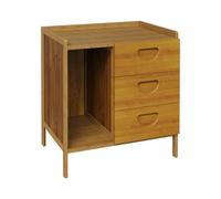 3 Tier Bamboo Storage Nightstand W/drawers Bedroom Bedside Stand Open Shelf New