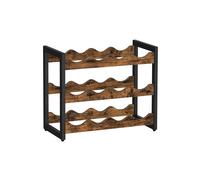 3-Tier Bamboo Wine Storage Rack Rustic Brown and Black