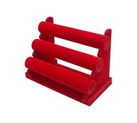 3-Tier Bar Bracelet Watch Table Jewelry Organizer Holder Rack Stand Display Saving Desktop Organizers for Bracelet(Red)