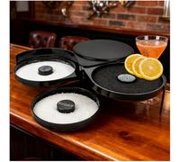 3-Tier Bar Glass Rimmer for Margarita and Cocktail, Bartender Tool with Sponge Margarita Salt Rimmers Set Salts Rimmer for Cocktails Salt Box Spice Container Bar Side Essential Black