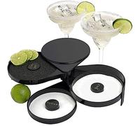 3 Tier Bar Glass Rimmer, Margarita Salter Bar Accessories, Triple Separation Design, Labeled Tray, Bartender Tool for Home or Professional Bars, Hotels, Restaurants, Resorts