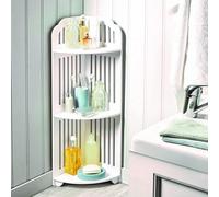 3 Tier Bathroom Corner Shelves - Freestanding Cleaning & Grooming Product Display Stand - Measures H80 X W21Cm