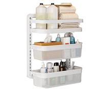 3-Tier BathroomShelf Wall-Mounted Metal Sto Rack for Toilet Space-Saving with Non-Trace Adhesive White Color Perfect for Smals and Efficient Bathroom