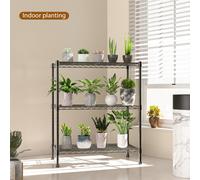 (3 Tier) Black Powder Coated Wire Shelving Unit Sturdy Metal Storage Rack for Kitchen, Bathroom, Garage, and Home Organization